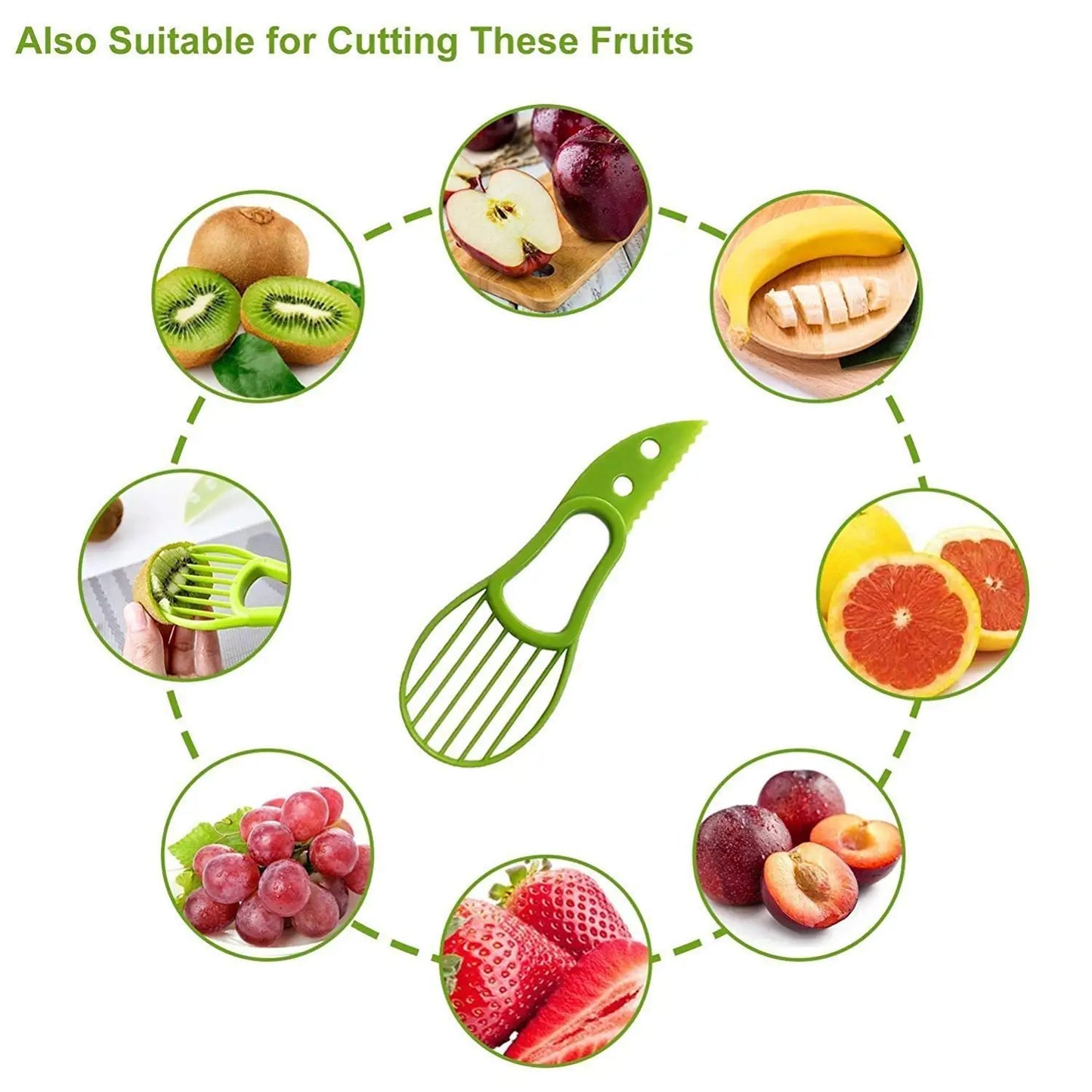 3-in-1 Avocado Slicer Shea Corer Butter Fruit Peeler Cutter Pulp Separator Plastic Knife