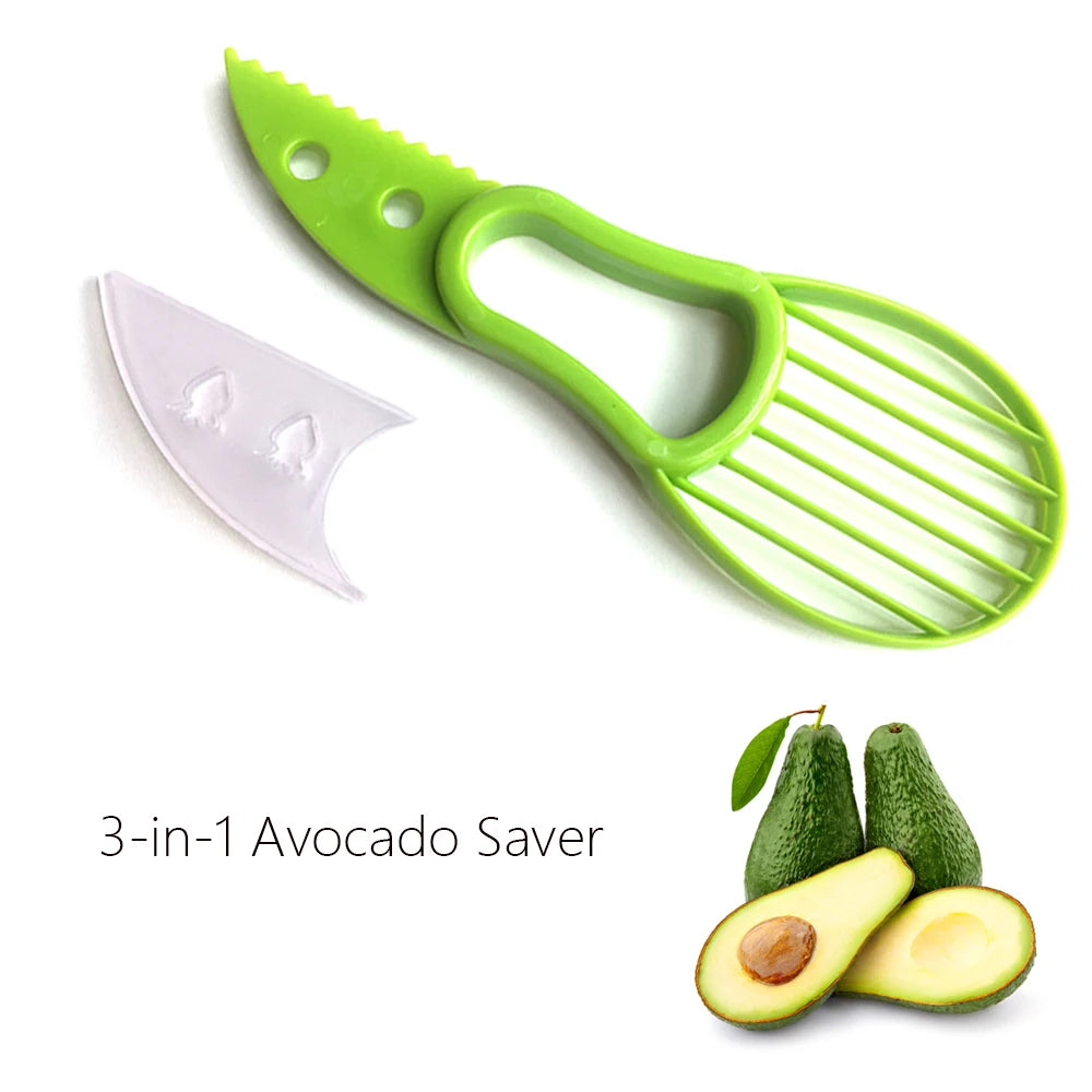 3-in-1 Avocado Slicer Shea Corer Butter Fruit Peeler Cutter Pulp Separator Plastic Knife