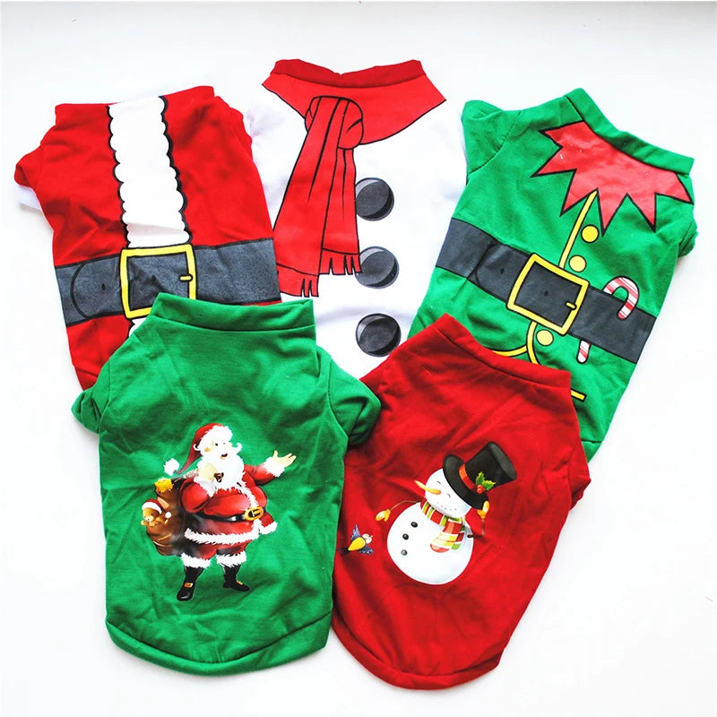 Christmas Dog Clothes Vest Pet Shirt For Pet Clothing Small Cat Puppy Outfit Kitten New Year Costume