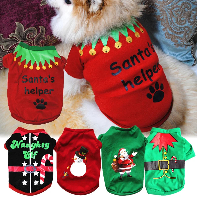 Christmas Dog Clothes Vest Pet Shirt For Pet Clothing Small Cat Puppy Outfit Kitten New Year Costume