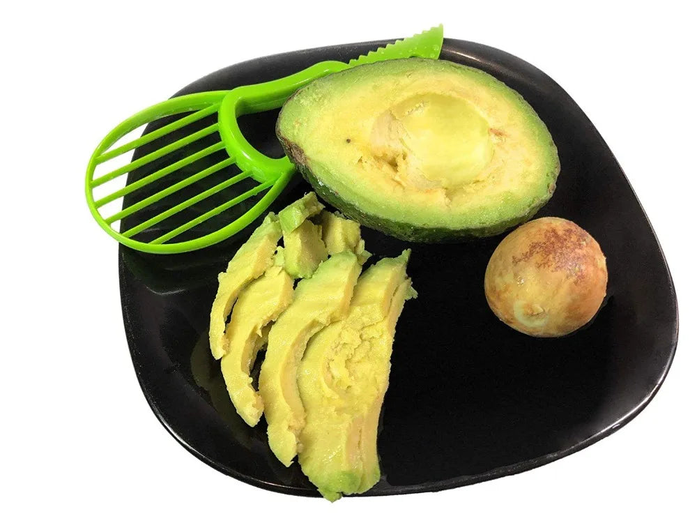 3-in-1 Avocado Slicer Shea Corer Butter Fruit Peeler Cutter Pulp Separator Plastic Knife