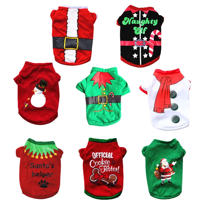 Christmas Dog Clothes Vest Pet Shirt For Pet Clothing Small Cat Puppy Outfit Kitten New Year Costume