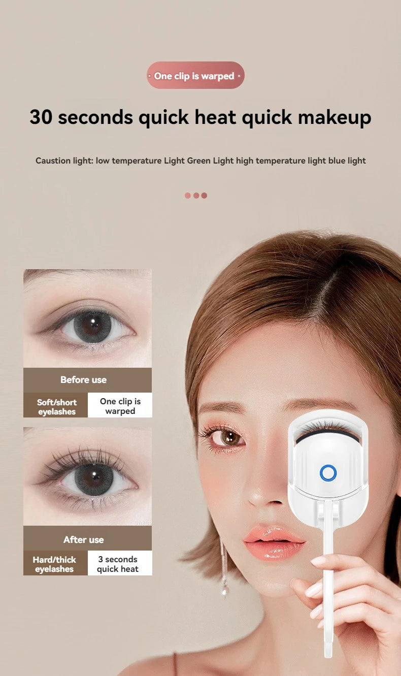 1pc ABS Electric Eyelash Curler, Long-Lasting Curl Electric Eye Lash Perm Eyelashes Clip EyelashCurler Device Makeup Tools