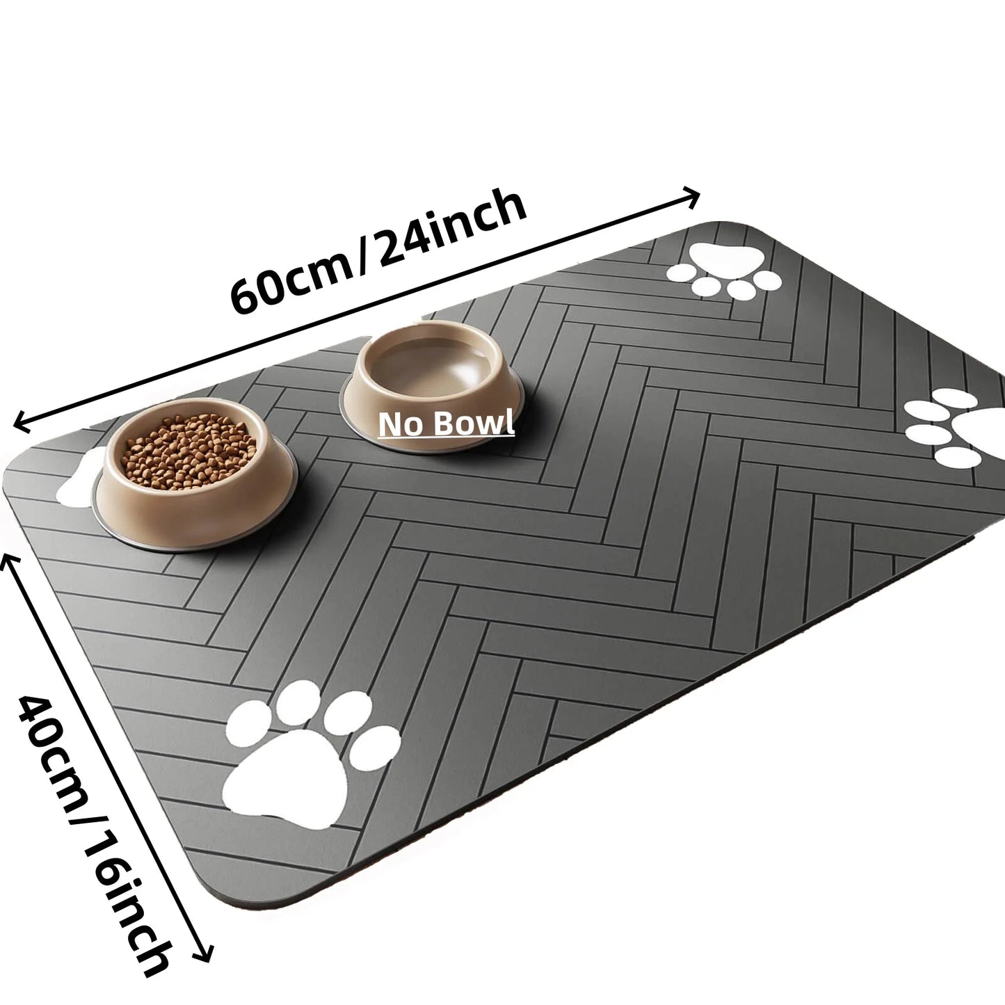 Pet Feeding Mat-Absorbent Placemat for Food and Water Bowl, with Waterproof Rubber Backing