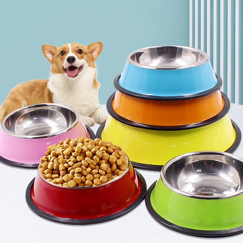 Non-Slip Dog Bowls For Small Medium Large Dog Feeder Bowls And Drinkers Stainless Steel