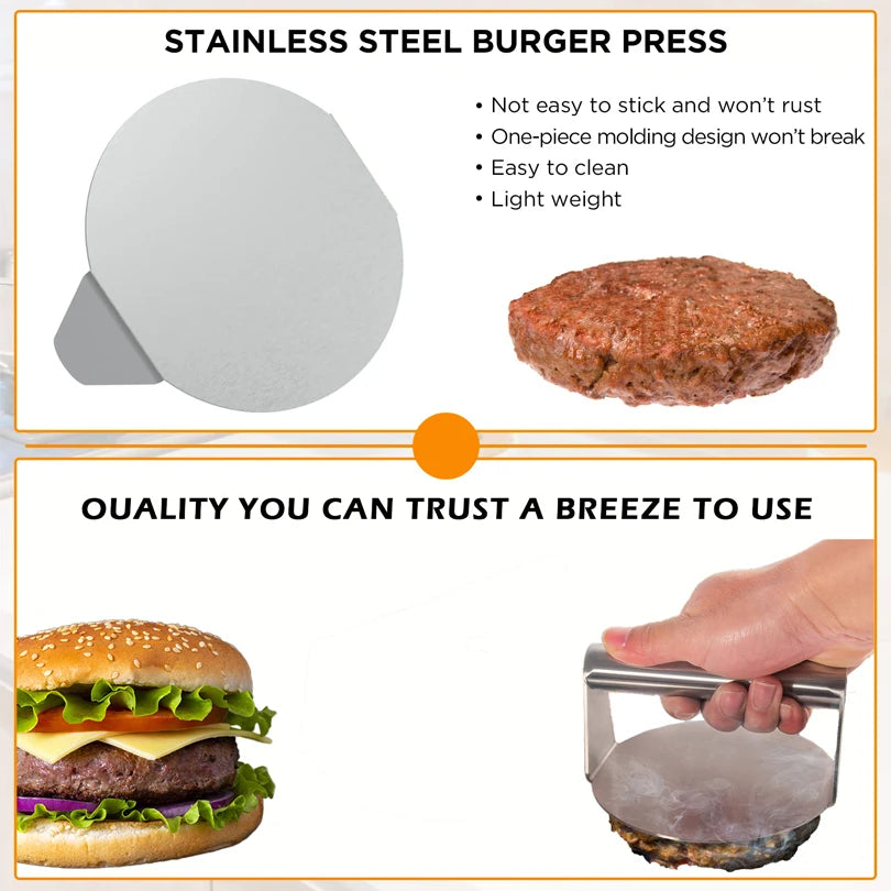 Burger Press Stainless Steel Smash Meat Mold for Deli Meats