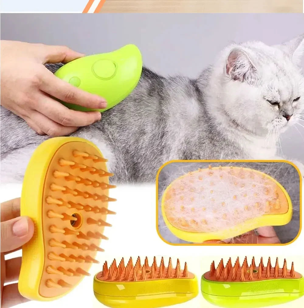 Electric Steamy Brush for Cat and Dog, Steam Brush for Massage, Pet Grooming Tools, 3 in 1