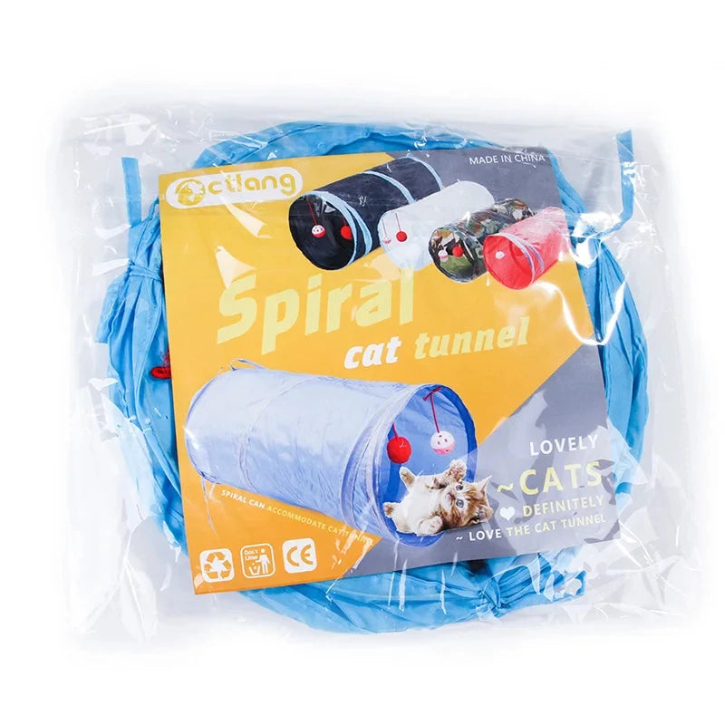 Cat Tunnel Toy Funny Pet 2 Holes Play Tubes Balls