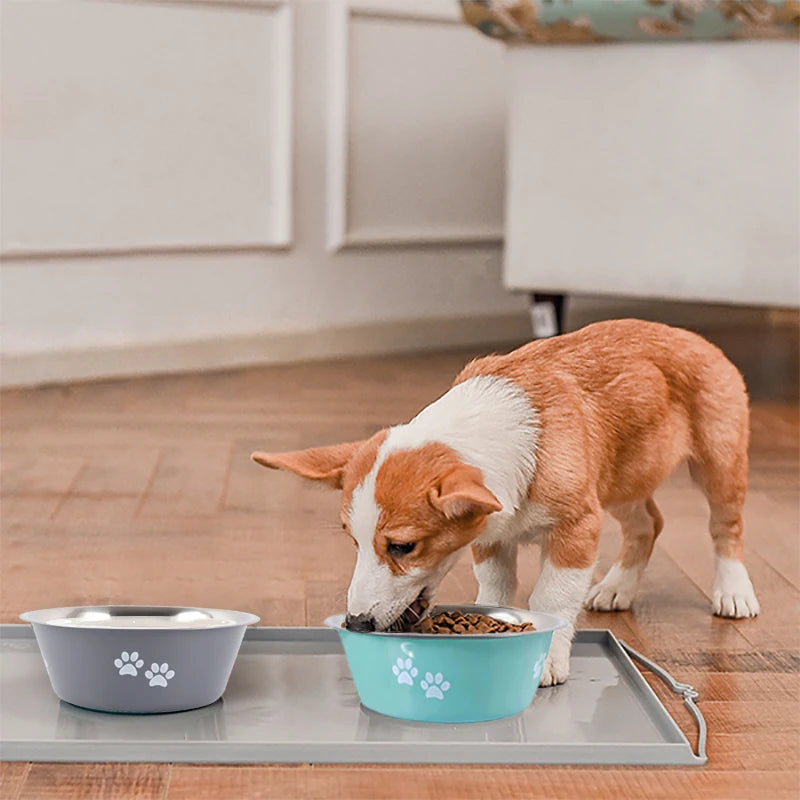 Non-slip Dog Bowls Drinkers Stainless Steel Pet