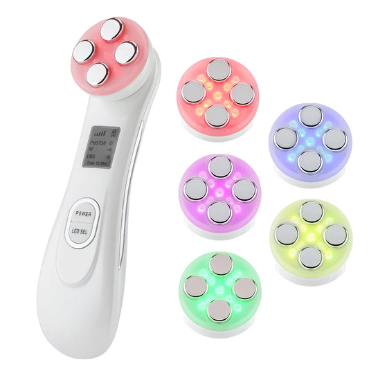 5 Colors EMS Face Beauty Device Microcurrent Red Blue Green Yellow Light Therapy IPL S