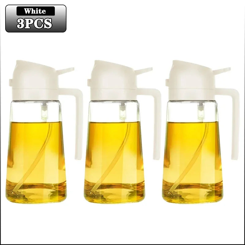 3PCS 2in1 470ml Glass Spray Oil Sprayer Bottle Spray Oil Dispenser Oil Jar Cruet Kitchen Baking