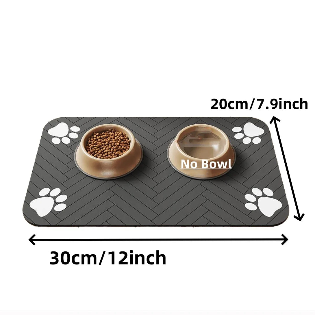 Pet Feeding Mat-Absorbent Placemat for Food and Water Bowl, with Waterproof Rubber Backing