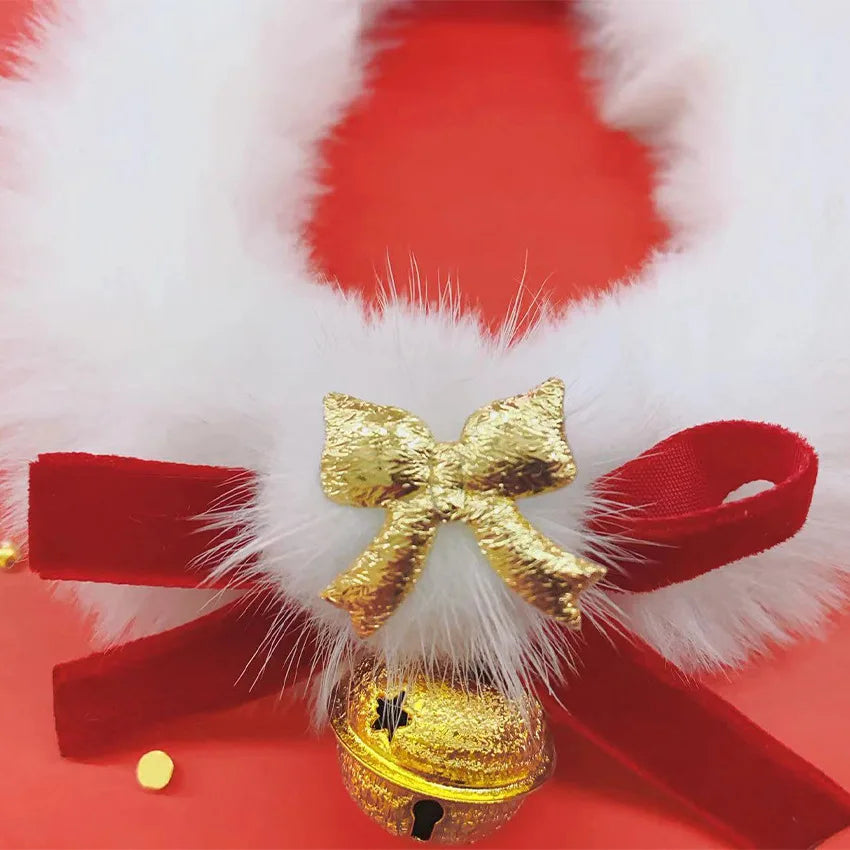 Christmas Collar Scarf Bow Bell New Year's Christmas Collar Handmade Decoration Dog-Cat