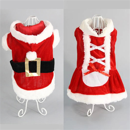 Christmas Clothes Santa Claus Dog Costume Winter Puppy Pet Cat Coat Jacket Warm