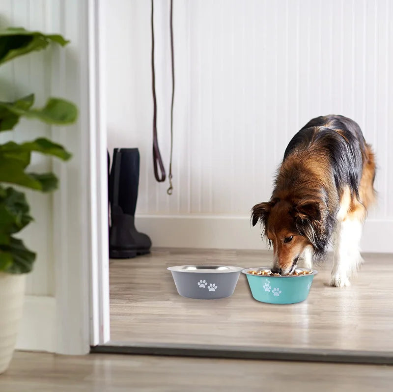 Non-slip Dog Bowls Drinkers Stainless Steel Pet