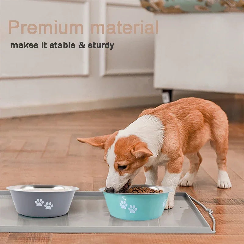 Non-slip Dog Bowls Drinkers Stainless Steel Pet