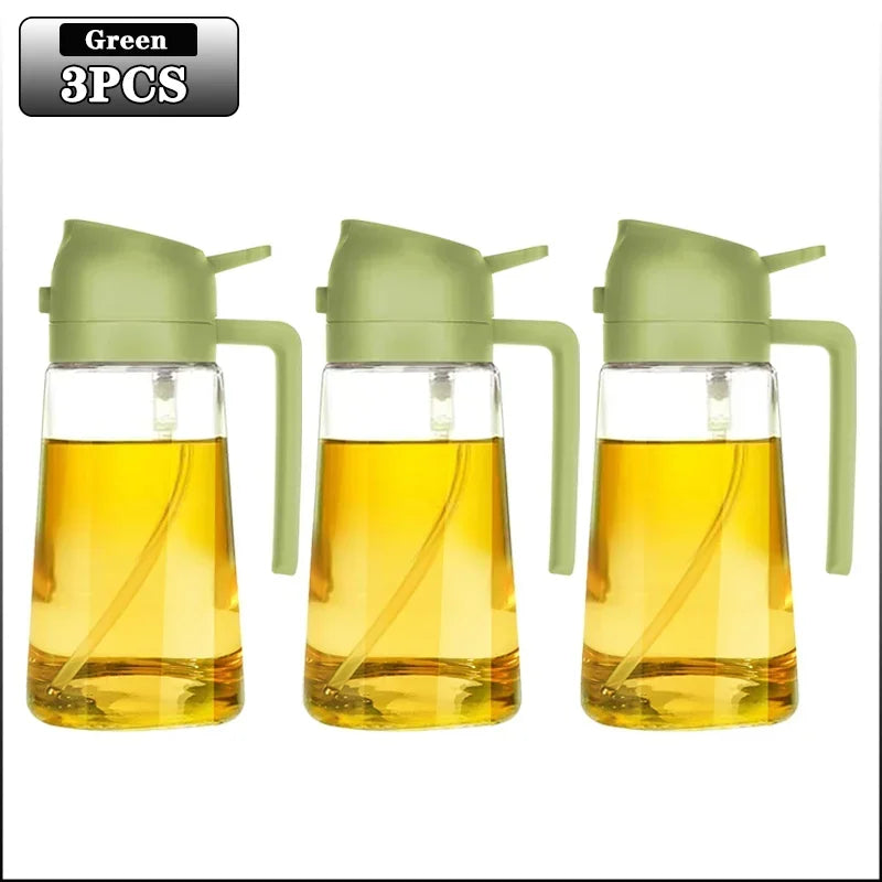 3PCS 2in1 470ml Glass Spray Oil Sprayer Bottle Spray Oil Dispenser Oil Jar Cruet Kitchen Baking