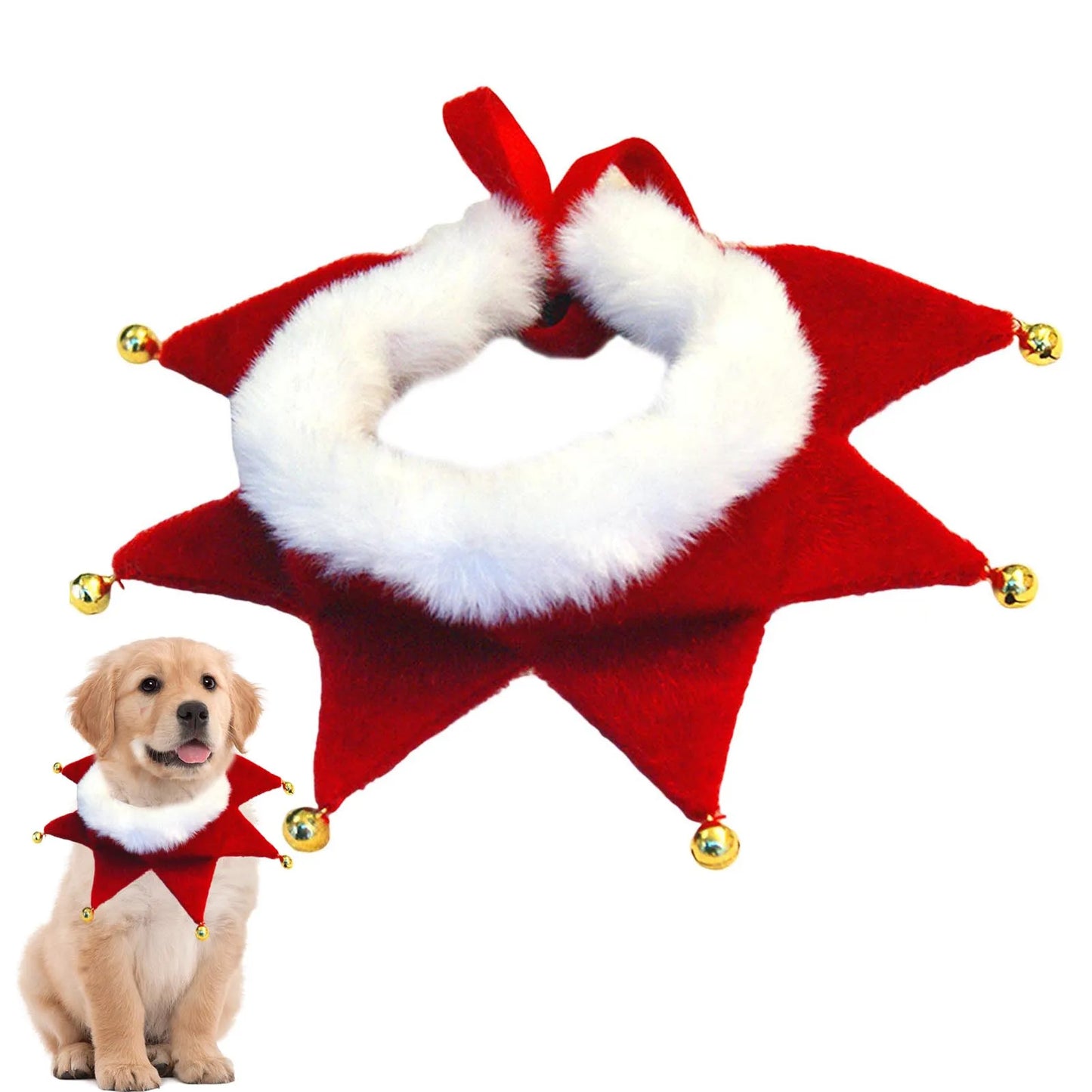 Christmas Pet Collar Winter Plush Dog Triangle Scarf With Bell Cute