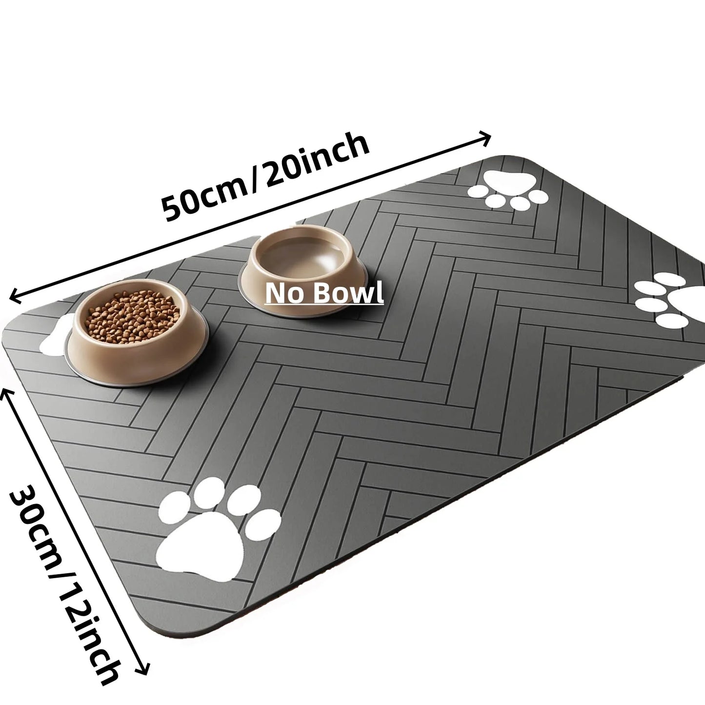 Pet Feeding Mat-Absorbent Placemat for Food and Water Bowl, with Waterproof Rubber Backing