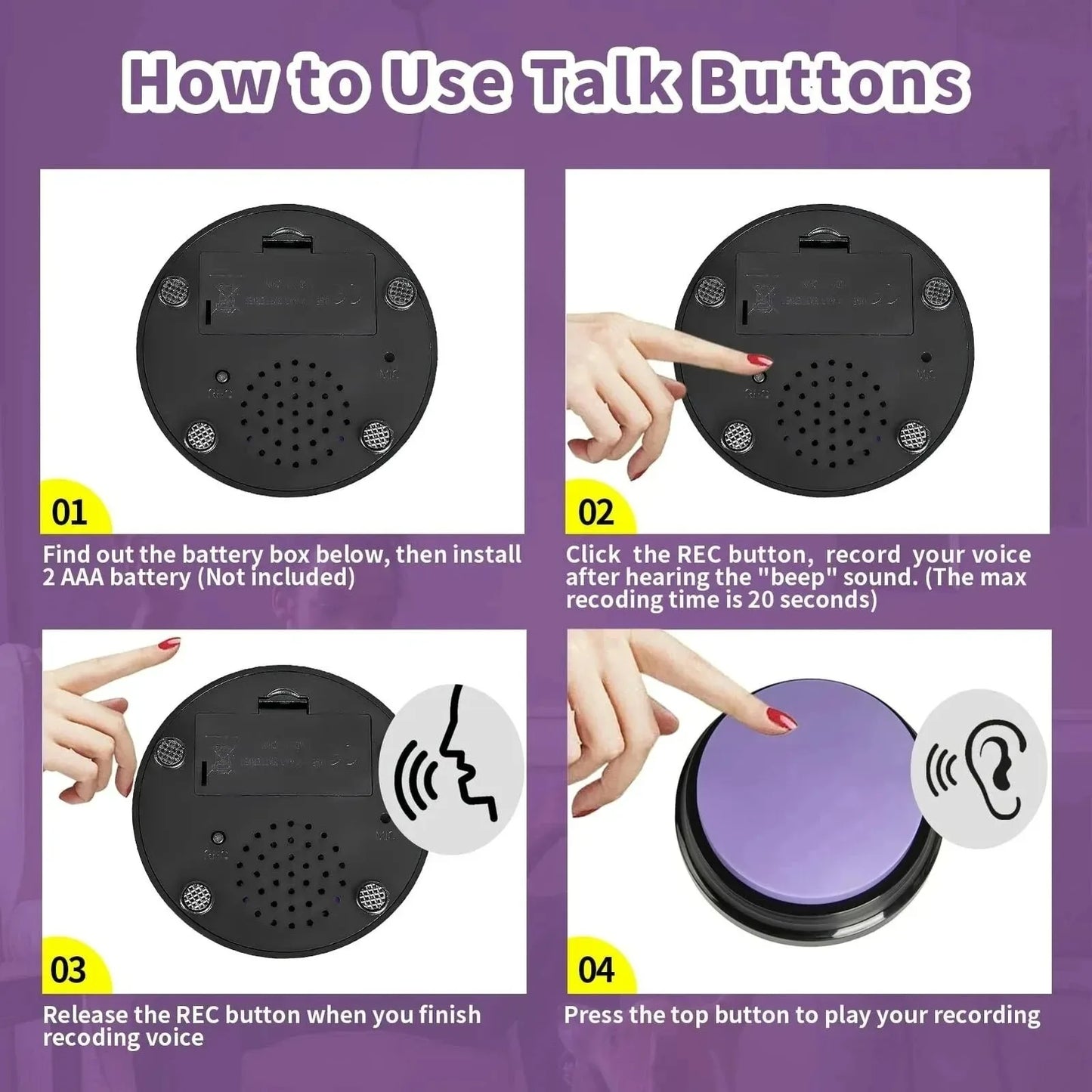 Pets Communication Buttons Voice Recording Button Training Buzzer 30 Second Record Playback Funny Gift