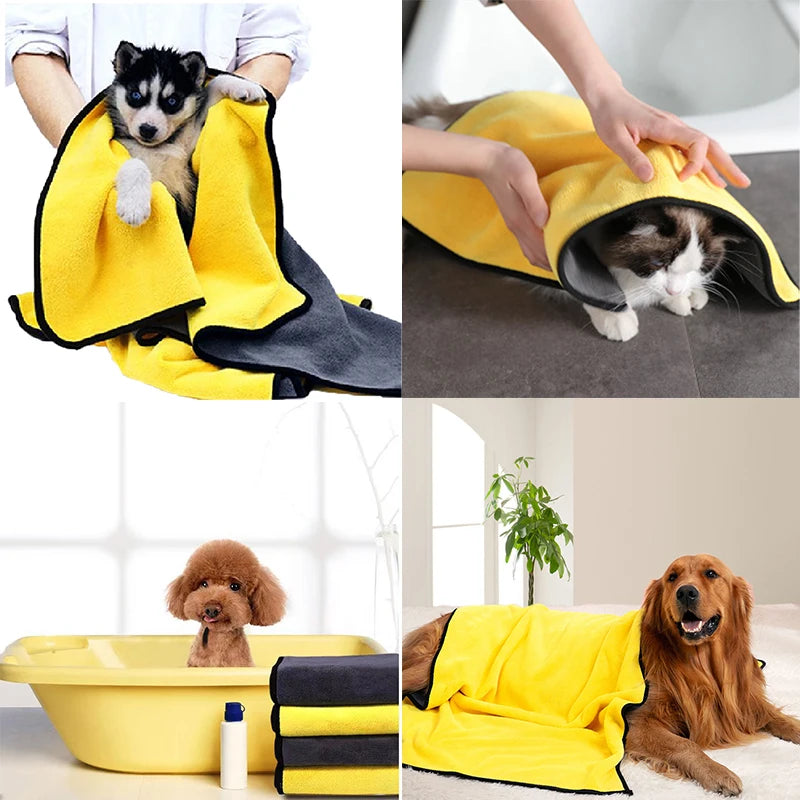 Drying Dog And Cat Towels Soft Fiber Towels Absorbent Bath Towel Pet