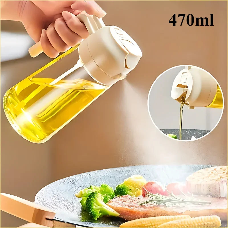 3PCS 2in1 470ml Glass Spray Oil Sprayer Bottle Spray Oil Dispenser Oil Jar Cruet Kitchen Baking