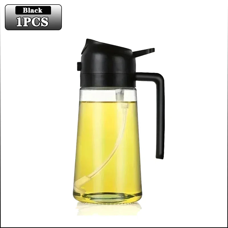 3PCS 2in1 470ml Glass Spray Oil Sprayer Bottle Spray Oil Dispenser Oil Jar Cruet Kitchen Baking