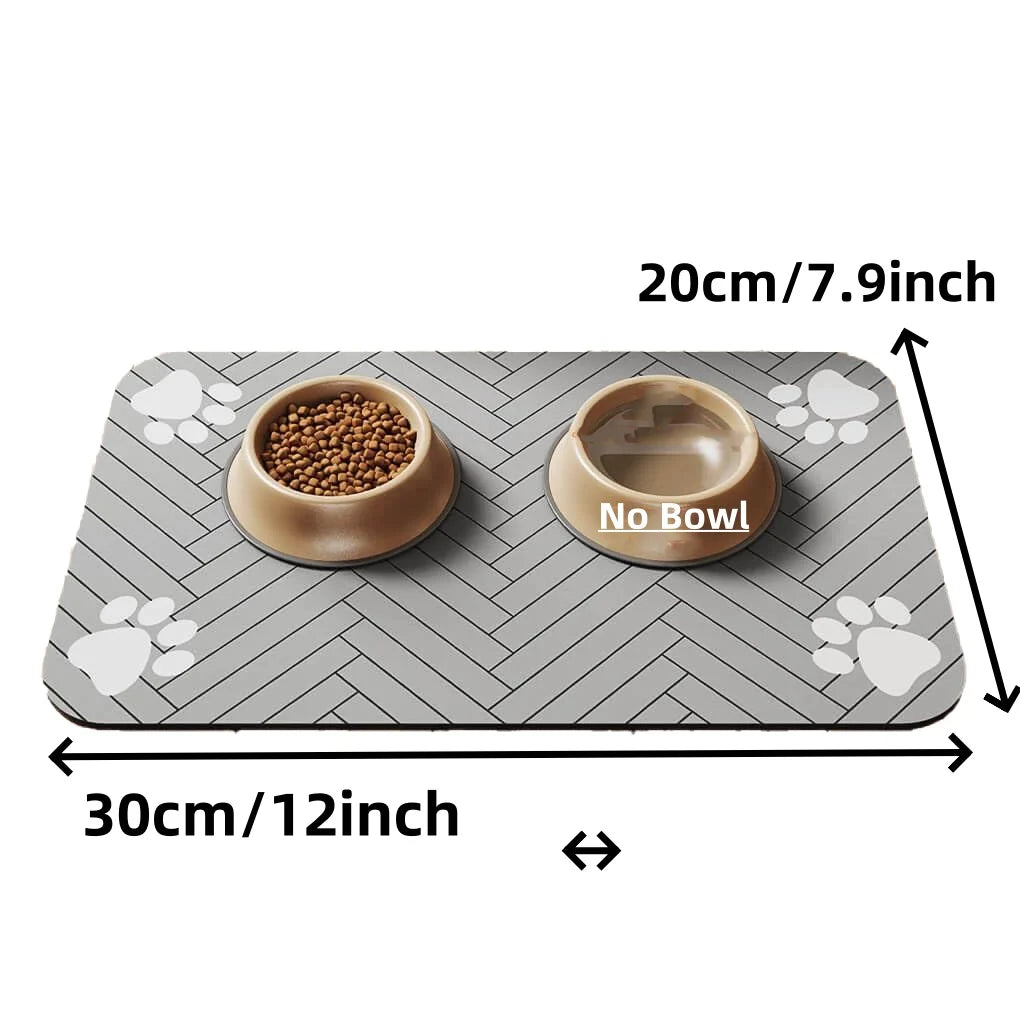 Pet Feeding Mat-Absorbent Placemat for Food and Water Bowl, with Waterproof Rubber Backing