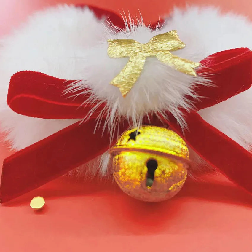 Christmas Collar Scarf Bow Bell New Year's Christmas Collar Handmade Decoration Dog-Cat